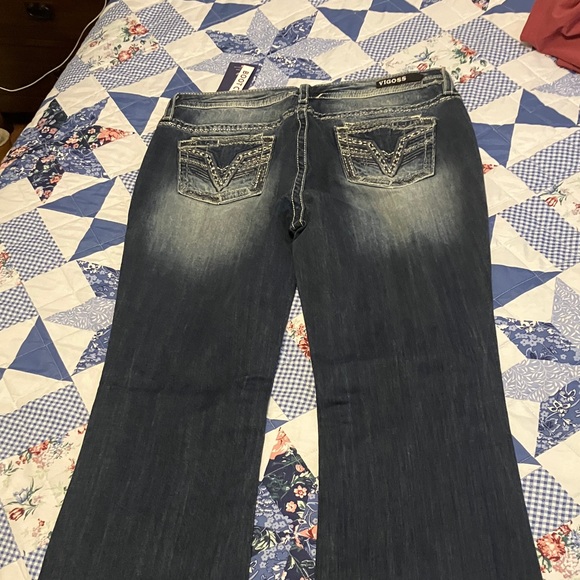 Vigoss Dark Blue Boot Cut Jeans with White Stitching - Picture 10 of 11
